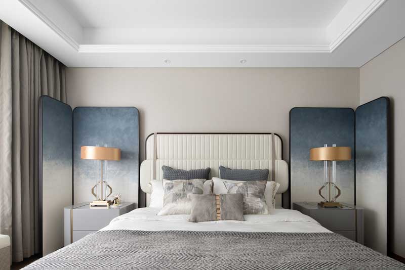 深圳羅湖萬(wàn)科三居室輕奢風(fēng)格樣板房設(shè)計(jì)案例主臥