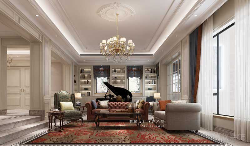 簡歐風(fēng)格家裝米色客廳裝修效果圖