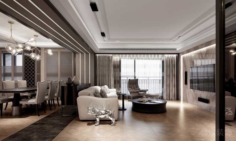 深圳福田區(qū)美式極簡風(fēng)格家庭裝修設(shè)計案例客餐廳