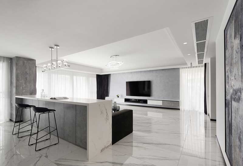 深圳寶安西鄉(xiāng)高級(jí)灰色調(diào)簡約家居裝修實(shí)景圖吧臺(tái)