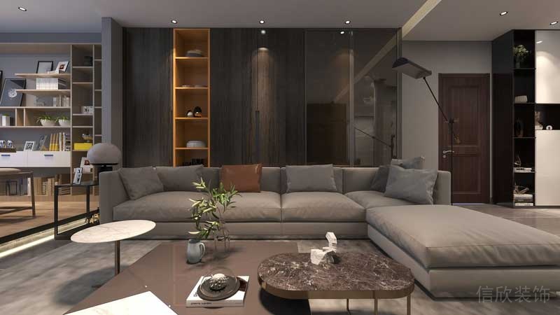 深圳羅湖區(qū)后現(xiàn)代家庭住房裝修設(shè)計方案客廳沙發(fā)區(qū)