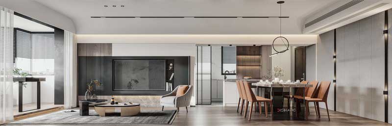 現(xiàn)代美學(xué)與臺(tái)式風(fēng)格的相遇，沒有紛繁復(fù)雜的裝飾、用質(zhì)樸的色彩和材質(zhì)線條的搭配，將設(shè)計(jì)美學(xué)轉(zhuǎn)化為家的精致細(xì)節(jié)。