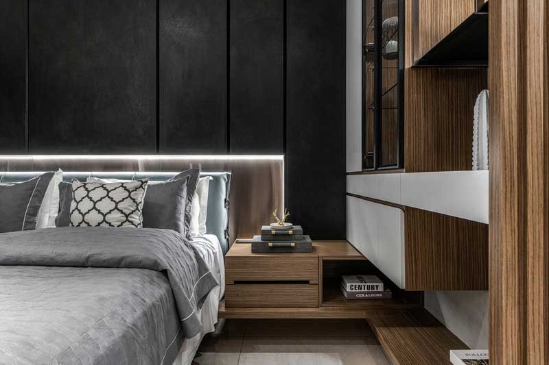 深圳福田區(qū)現(xiàn)代風(fēng)格家庭新房裝修工程案例主臥床頭柜 深圳福田區(qū)現(xiàn)代風(fēng)格家庭新房裝修工程案例主臥床頭柜