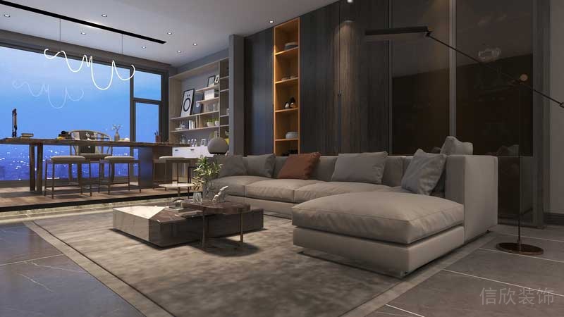 深圳羅湖區(qū)后現(xiàn)代家庭住房裝修設(shè)計方案客廳