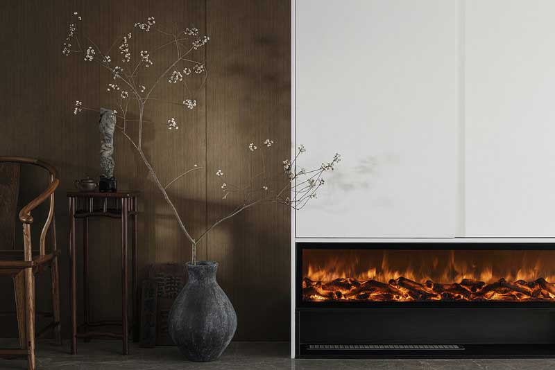 現(xiàn)代壁爐的應(yīng)用為空間帶來了一抹亮色，活潑跳躍的火苗，讓人在平靜中涌起濃濃暖意。