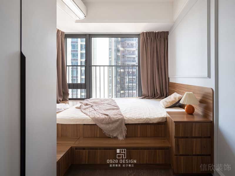 深圳鹽田現(xiàn)代美式精裝房裝修設(shè)計(jì)次臥榻榻米