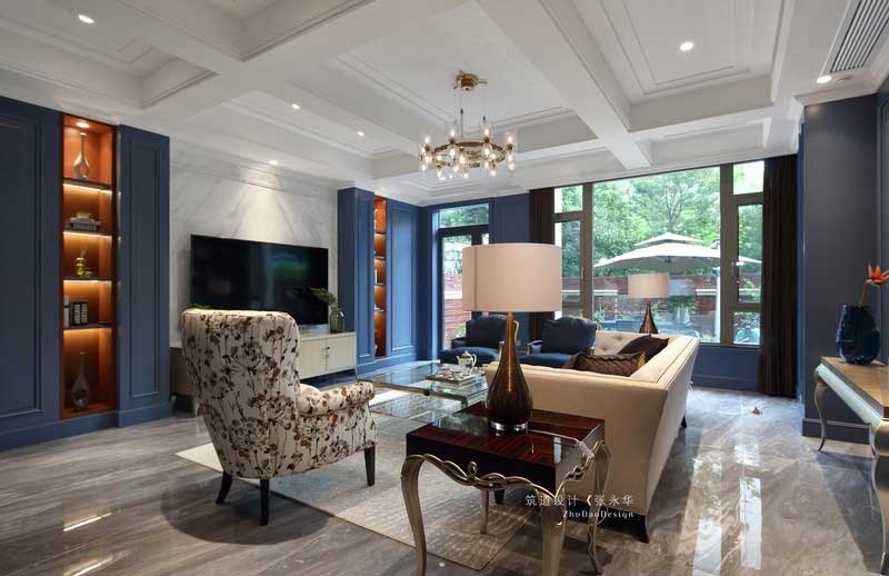 藍(lán)色調(diào)裝修風(fēng)格的客餐廳效果圖