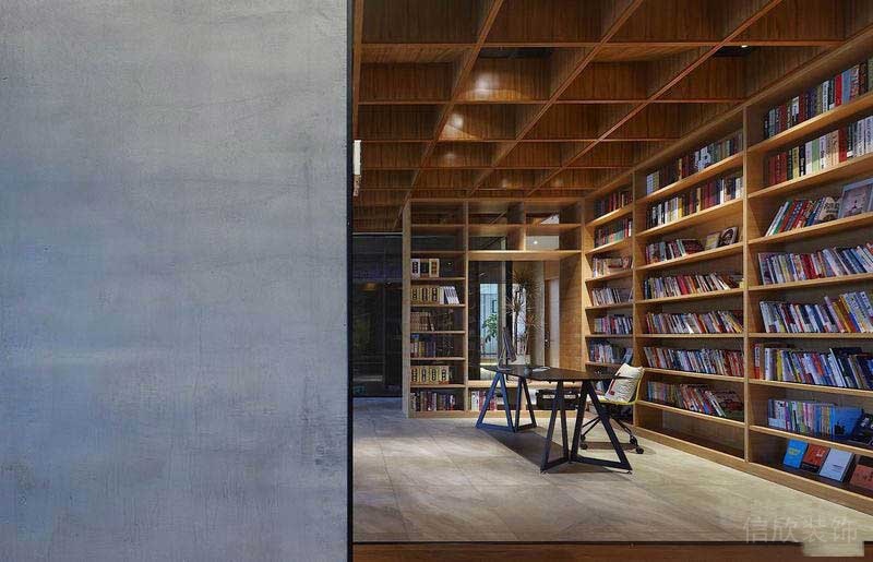 木柜收納式墻體空間裝修效果圖自習(xí)室設(shè)計圖通體格子柜