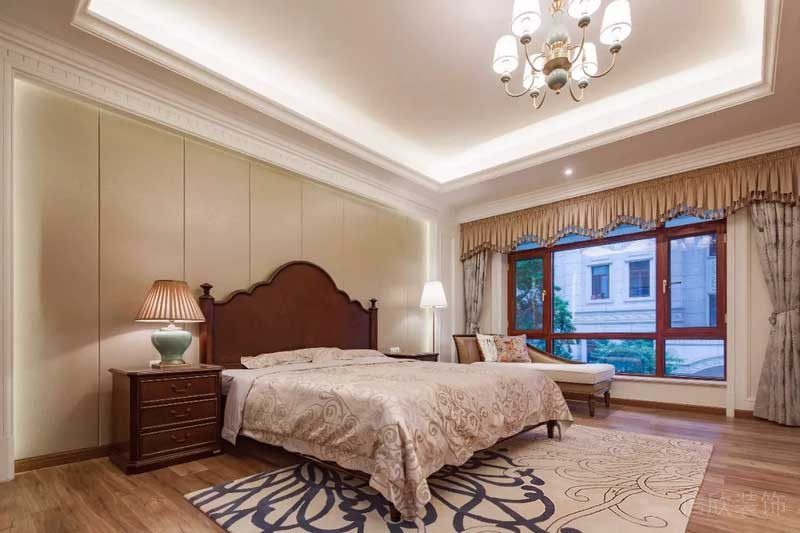 深圳寶安碧桂園簡(jiǎn)歐風(fēng)格別墅樣板間設(shè)計(jì)主臥睡床
