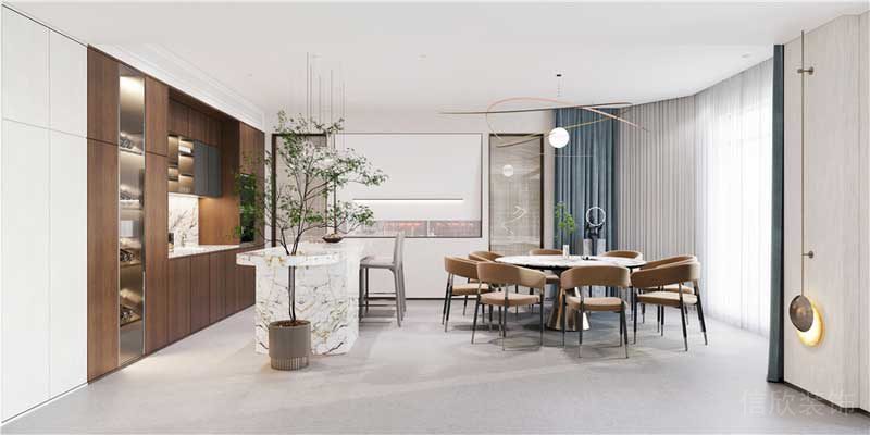 內(nèi)嵌式木柜無(wú)縫工藝開放式廚房設(shè)計(jì)圖