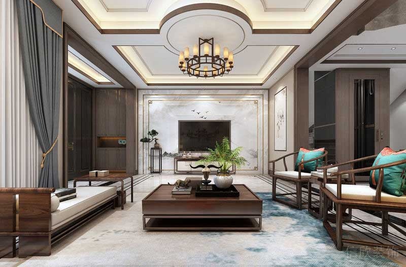 深圳福田新中式家居住宅裝修設(shè)計(jì)效果圖客廳 深圳福田新中式家居住宅裝修設(shè)計(jì)效果圖客廳