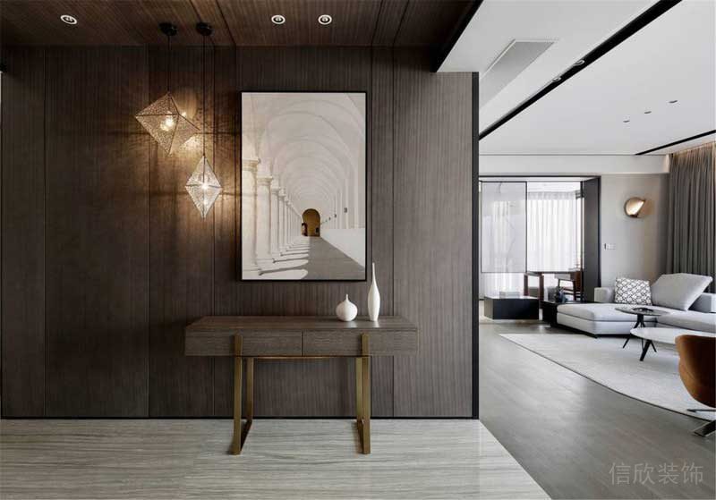 木質過道環(huán)形休息區(qū)黑色邊框簡約風整裝全屋定制