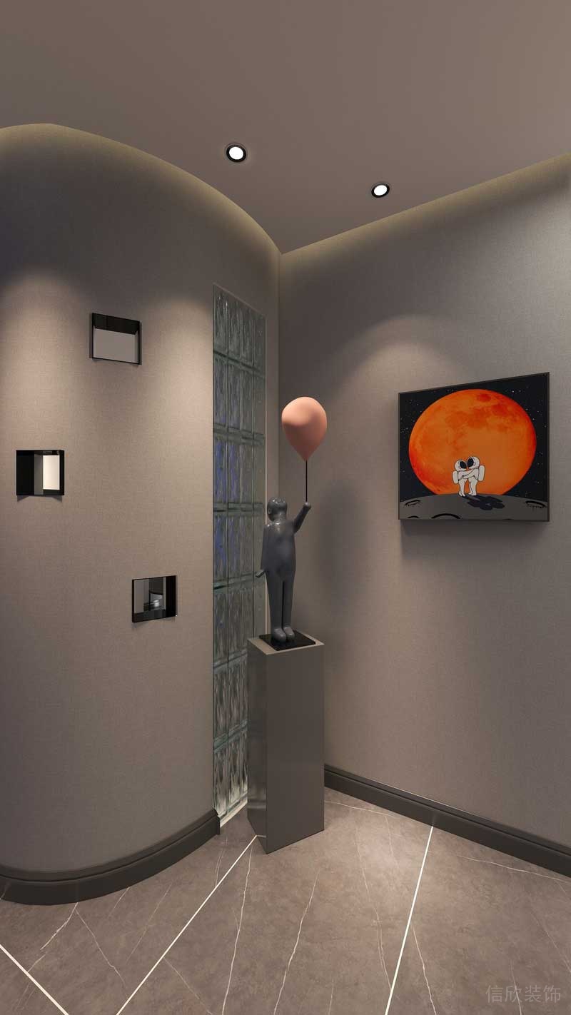 深圳羅湖區(qū)后現(xiàn)代家庭住房裝修設(shè)計方案過道景觀