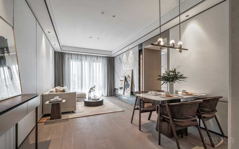 輕奢風(fēng)格餐廳裝修餐桌藤椅