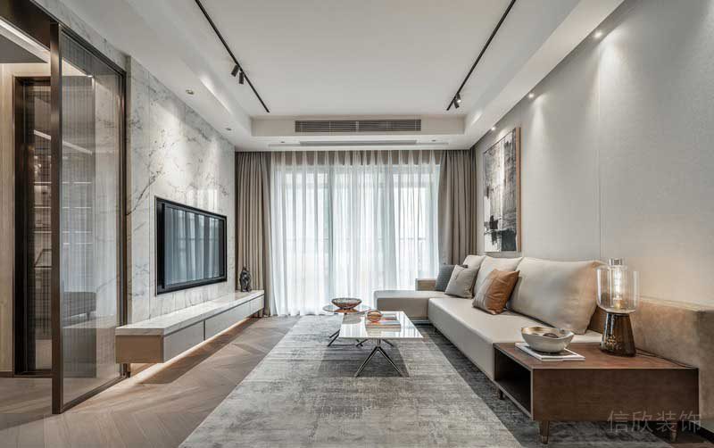 輕奢風現(xiàn)代客廳裝修效果圖整裝設計房屋中央空調(diào)