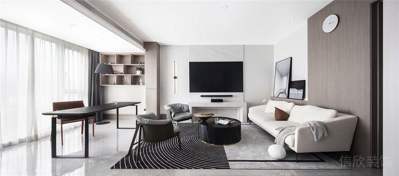 深圳羅湖區(qū)黑白色簡約風(fēng)格家居裝修圖客廳效果圖
