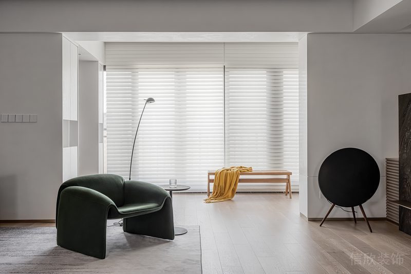 深圳福田輕奢風(fēng)格三居室裝修大理石背景墻裝飾休閑區(qū)效果圖