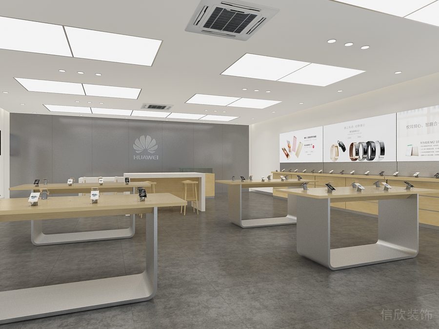 深圳福田COCO Park現(xiàn)代風(fēng)格華為專賣店裝修設(shè)計(jì)軟膜天花吊頂