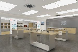深圳福田COCO Park現(xiàn)代風(fēng)格華為專賣店裝修設(shè)計(jì)大堂效果圖