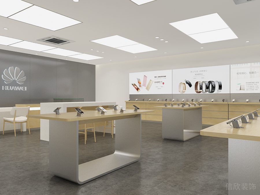深圳福田COCO Park現(xiàn)代風(fēng)格華為專賣店裝修設(shè)計(jì)燈箱展示墻