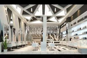 深圳羅湖現(xiàn)代工業(yè)風美發(fā)店裝飾裝修設計修剪區(qū)效果圖理發(fā)廳效果圖