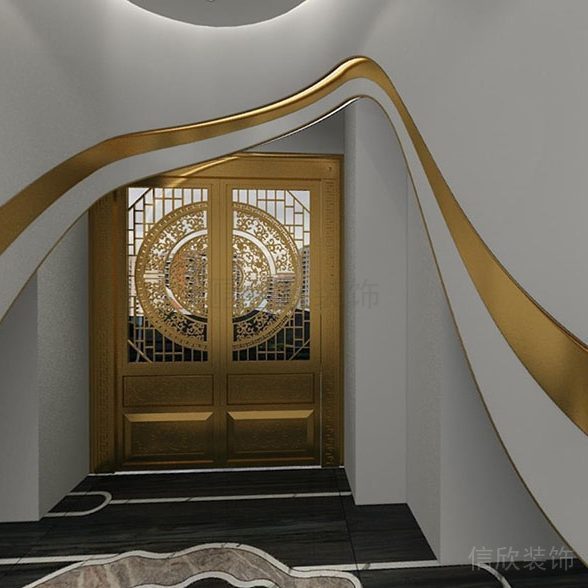 福田新洲美容院裝修設計金色大門 588x588