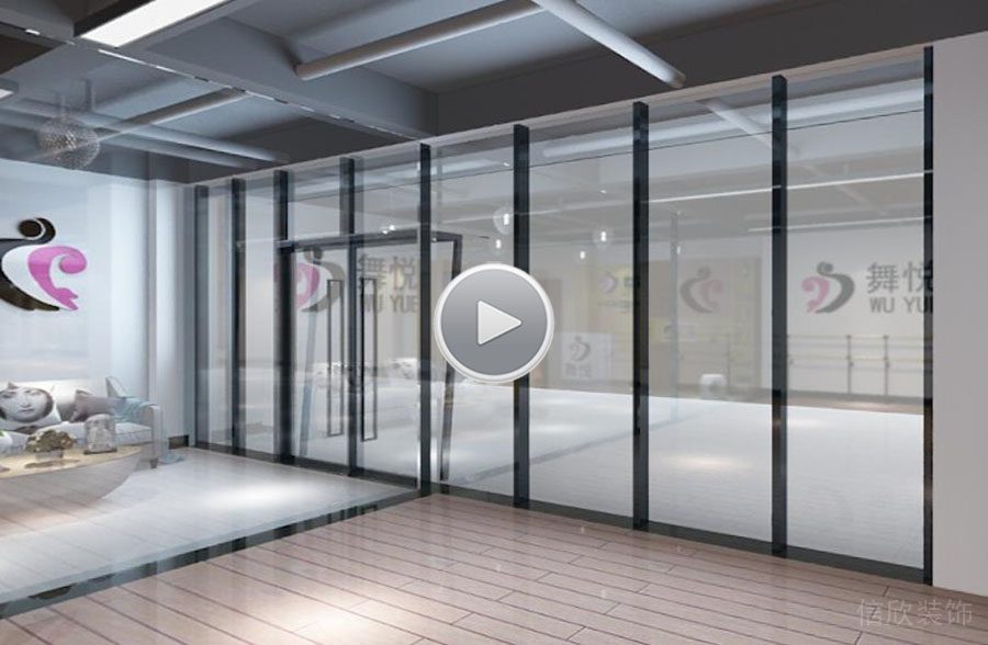 深圳龍華大浪舞蹈培訓(xùn)中心裝修設(shè)計門面玻璃隔斷 1
