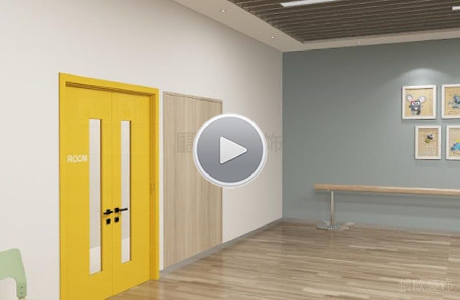 深圳羅湖黃貝嶺舞蹈培訓(xùn)中心裝修設(shè)計黃色木門 1
