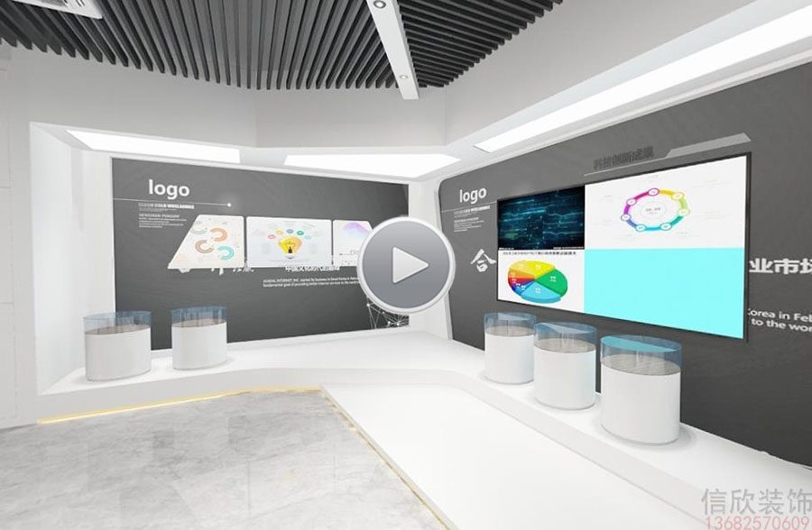 深圳鹽田公司展廳裝修設(shè)計墻面廣告 1