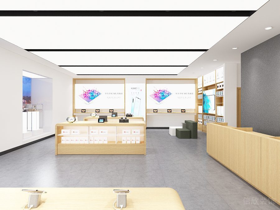 深圳南山萬象天地現(xiàn)代風(fēng)格華為專賣店裝修設(shè)計(jì)墻面燈箱