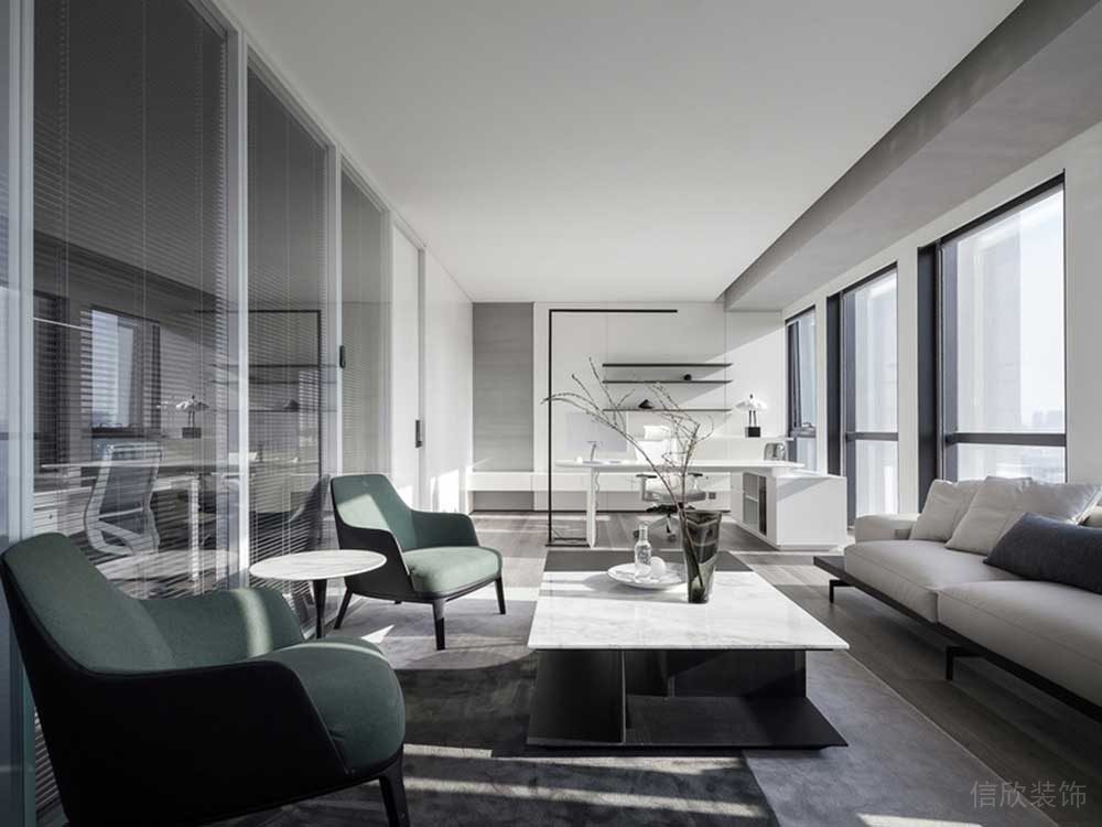 南山區(qū)弘毅大廈簡約風(fēng)格辦公室設(shè)計(jì)案例總經(jīng)理辦公室效果圖