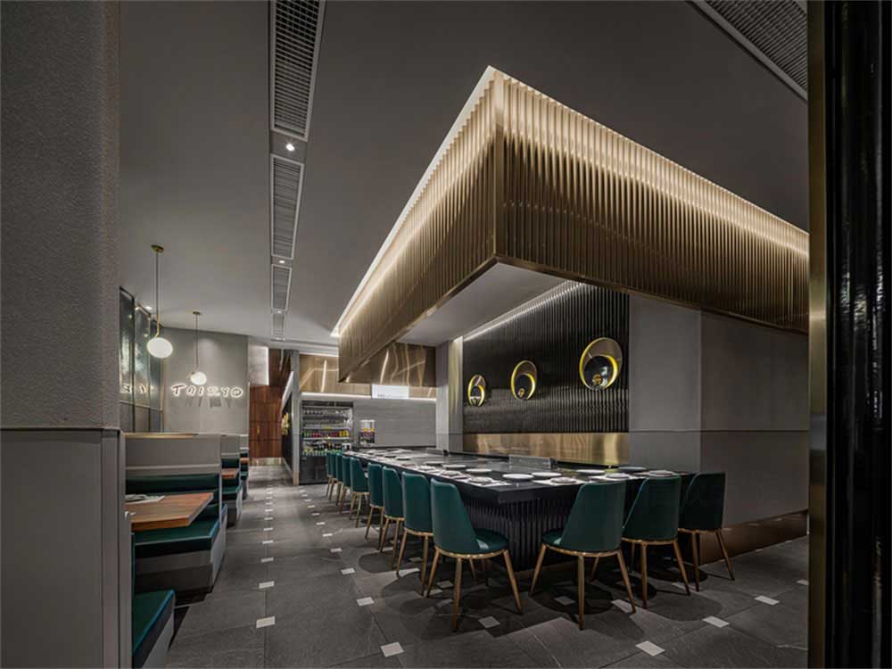 深圳寶安輕奢風格鐵板燒餐廳裝修設計工藝細節(jié)