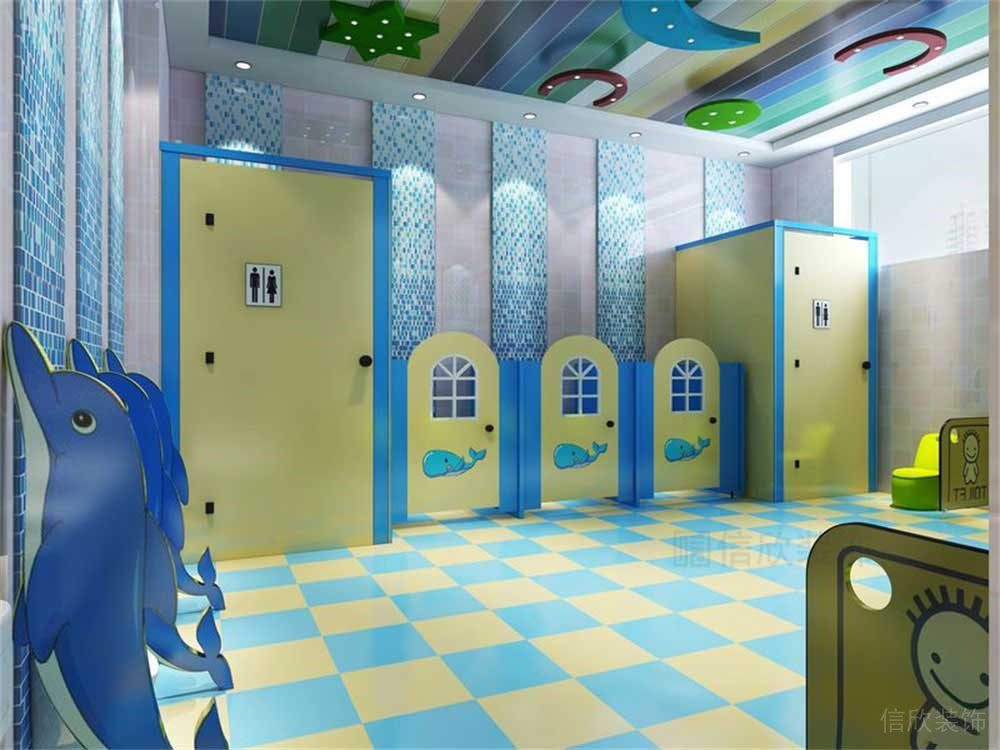 培訓(xùn)中心藍(lán)色調(diào)的衛(wèi)生間效果圖