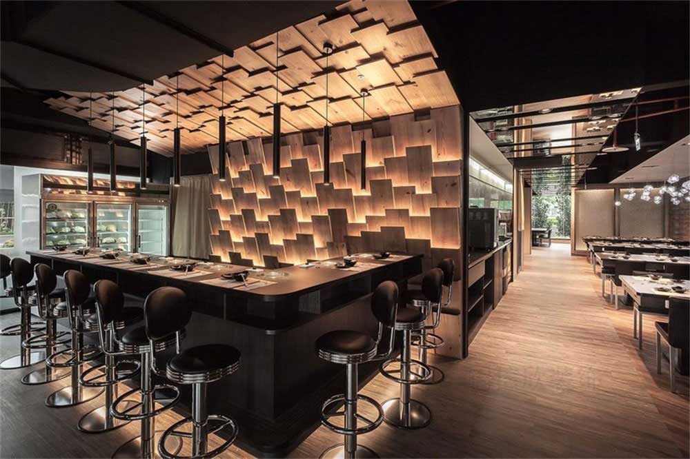 深圳鹽田現(xiàn)代簡(jiǎn)約風(fēng)格火鍋店裝修設(shè)計(jì)吧臺(tái)用餐區(qū) 深圳鹽田現(xiàn)代簡(jiǎn)約風(fēng)格火鍋店裝修設(shè)計(jì)吧臺(tái)用餐區(qū)
