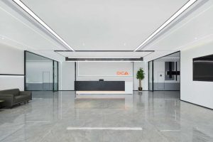 南山區(qū)訊美科技廣場(chǎng)現(xiàn)代風(fēng)格辦公室裝修前廳效果圖