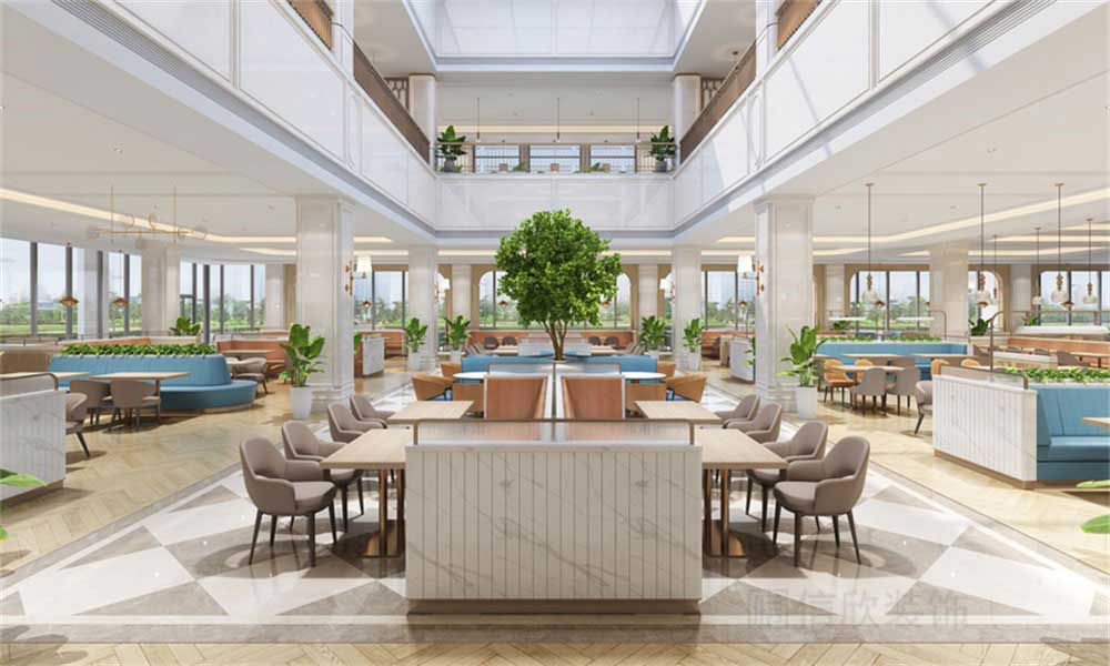 深圳龍華公司輕奢風員工餐廳裝修設(shè)計采光天井 深圳龍華公司輕奢風員工餐廳裝修設(shè)計采光天井