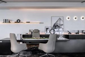 深圳龍崗區(qū)金地龍城中央現(xiàn)代簡約風格寫字樓裝修總裁辦公室效果圖