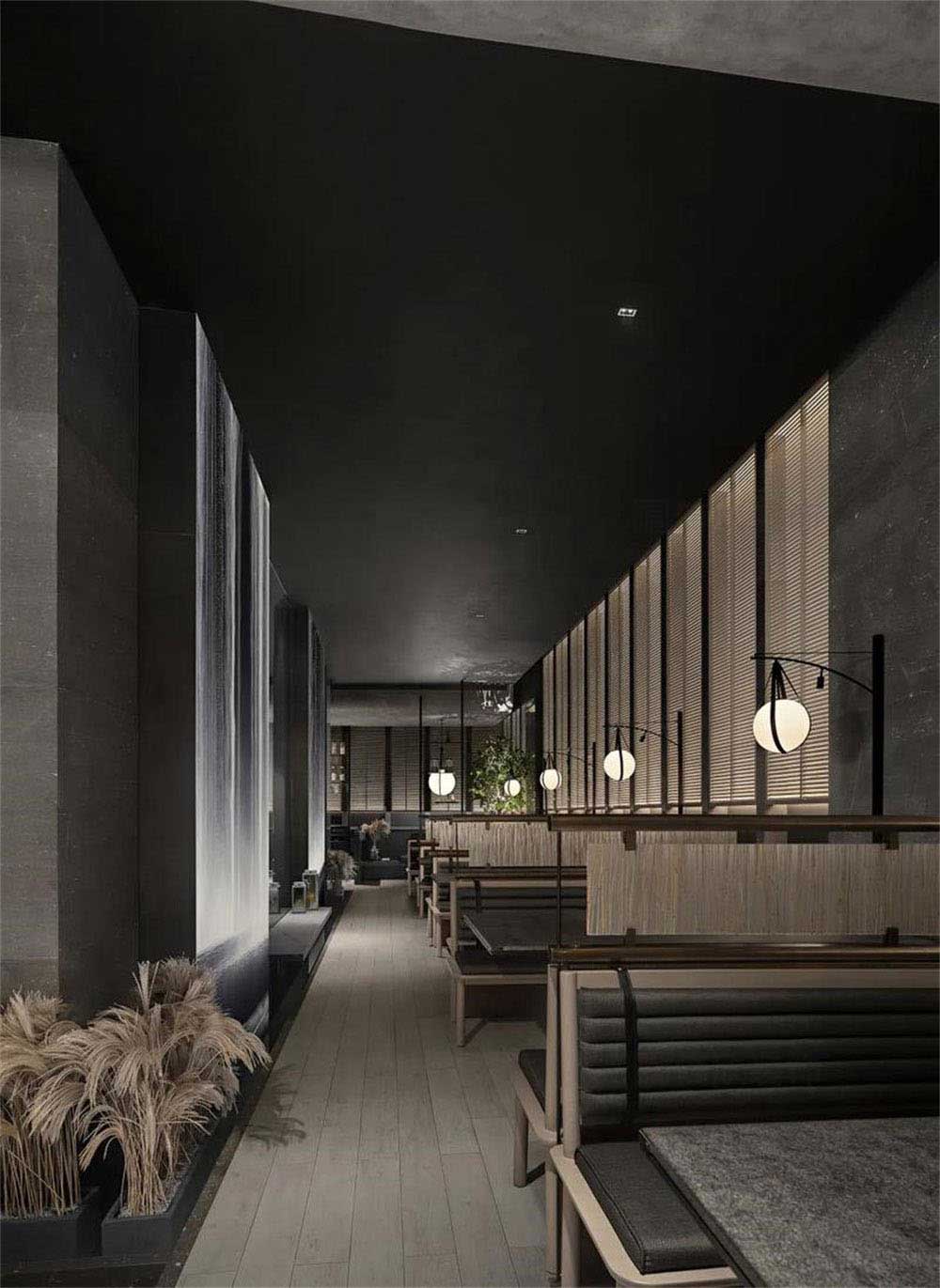 簡約風(fēng)格日本料理鐵板燒餐廳裝修設(shè)計(jì)燈具