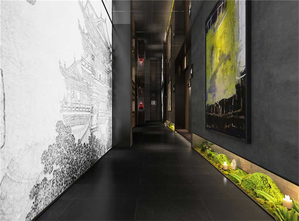 深圳龍崗現(xiàn)代中式風(fēng)格餐廳裝修設(shè)計(jì)過道 深圳龍崗現(xiàn)代中式風(fēng)格餐廳裝修設(shè)計(jì)過道