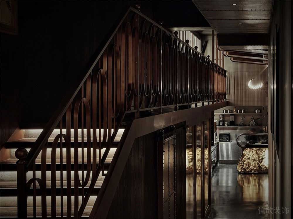 深圳龍華簡約美式風格私房菜餐飲店裝修設(shè)計樓梯扶手 深圳龍華簡約美式風格私房菜餐飲店裝修設(shè)計樓梯扶手