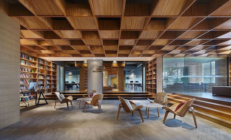 北歐工業(yè)風辦公室員工休閑閱覽區(qū)裝修圖