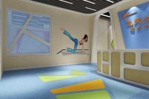 培訓(xùn)教室藝術(shù)中心舞蹈區(qū)域裝修簡約效果圖水磨石藍(lán)色地板設(shè)計(jì)圖