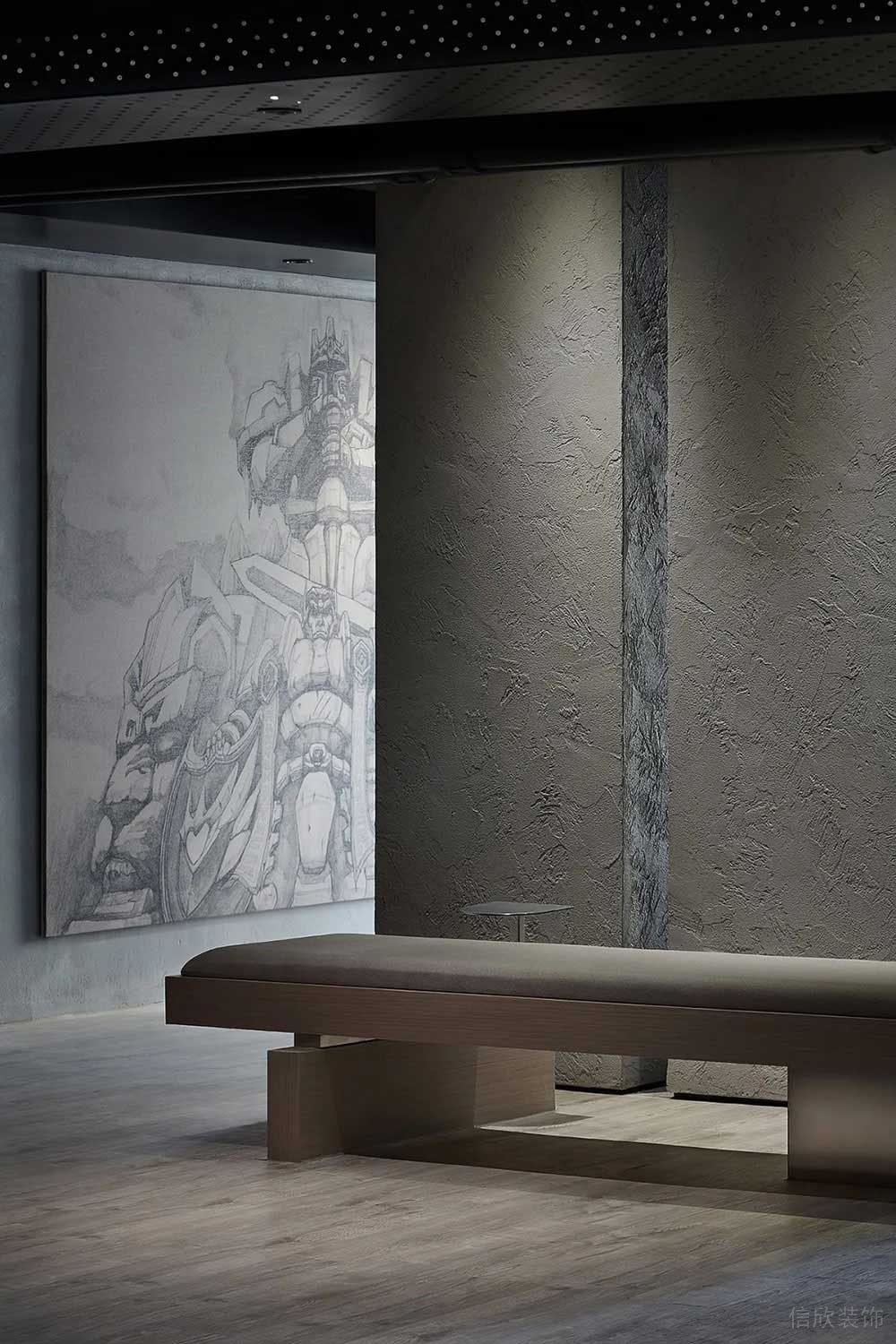 工業(yè)風辦公場所案例過廊休息區(qū)空間設計裝修圖