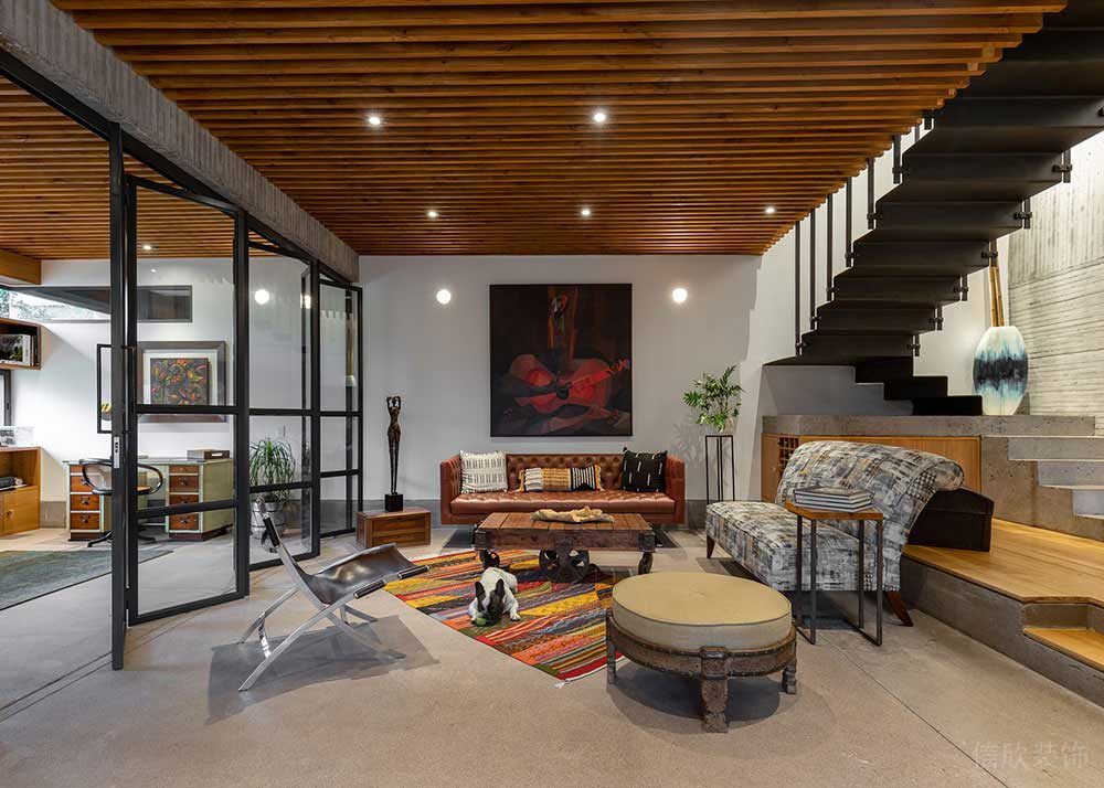 工業(yè)風(fēng)商務(wù)辦公場所休閑會客廳裝修圖