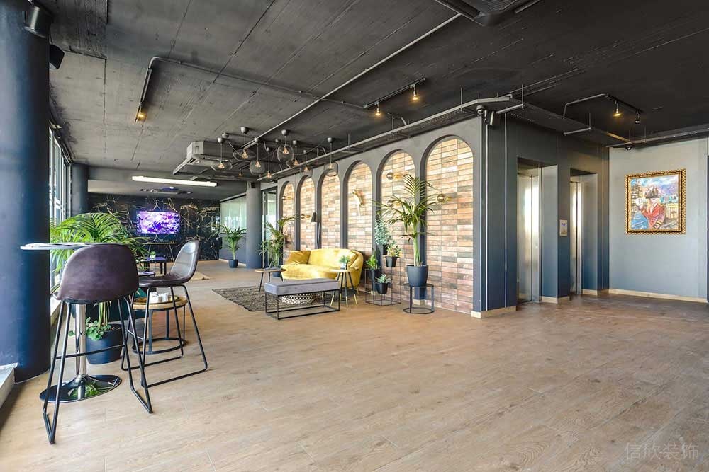 工業(yè)風商務(wù)辦公空間休息廳設(shè)計裝修圖