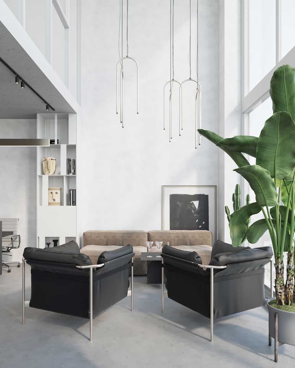 極簡風格辦公空間接待區(qū)裝修圖