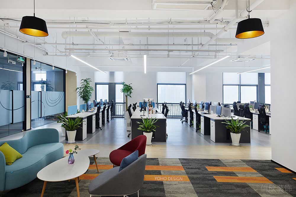 簡約工業(yè)風(fēng)辦公空間公共事務(wù)大廳裝修圖