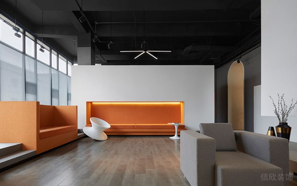 簡約工業(yè)風商務(wù)辦公空間休閑接待區(qū)裝修圖