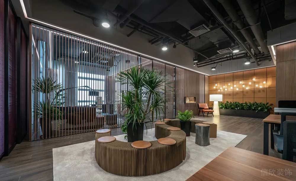 簡約工業(yè)風商務(wù)辦公空間休息區(qū)案例裝修圖