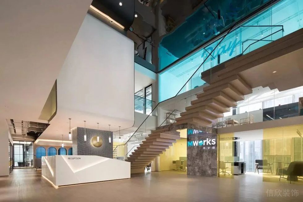 現代風格辦公空間接待大堂設計案例裝修圖